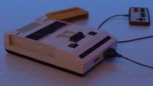 테이블 위에 앉아 있는 비디오 게임 콘�솔