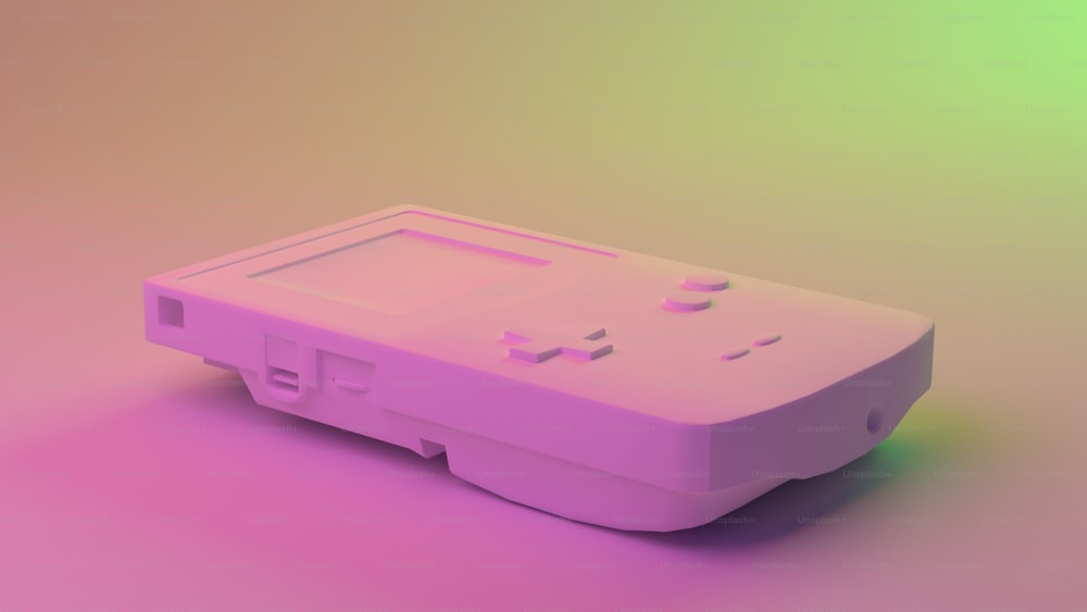 테이블 위에 앉아 있는 분홍색 닌텐도 Wii 게임 컨트롤러
