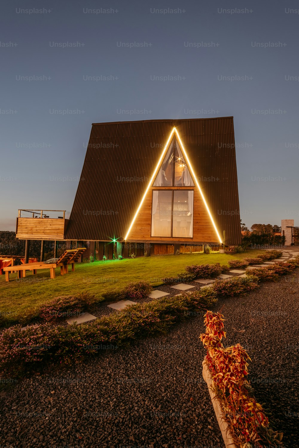 a house that has a lot of lights on it