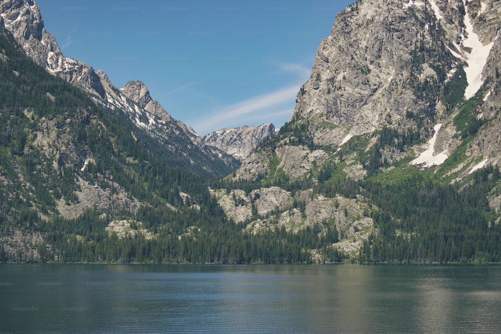 a large body of water surrounded by mountains