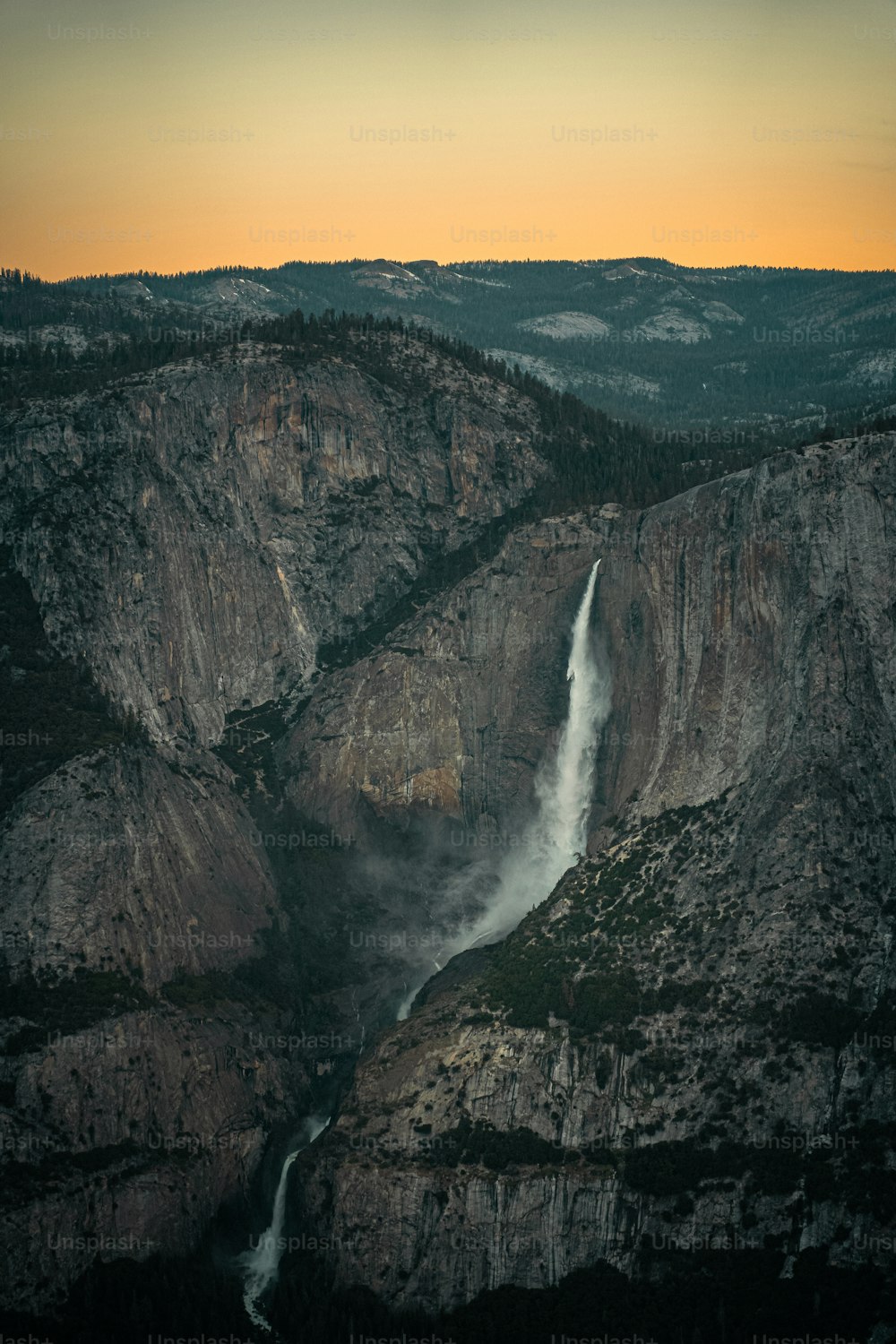 a view of a waterfall from a high point of view