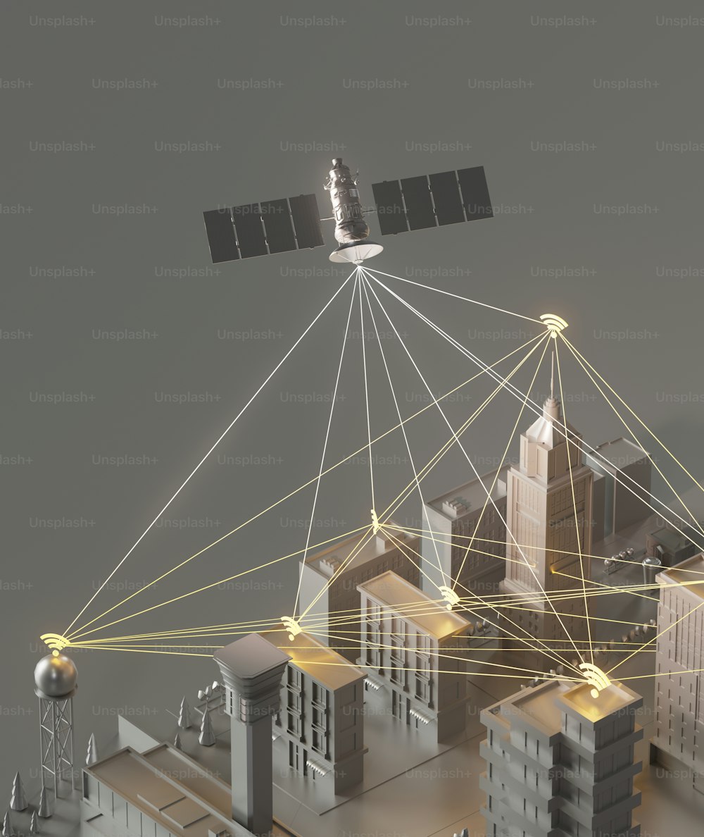 都市の衛星放送受信アンテナの画像