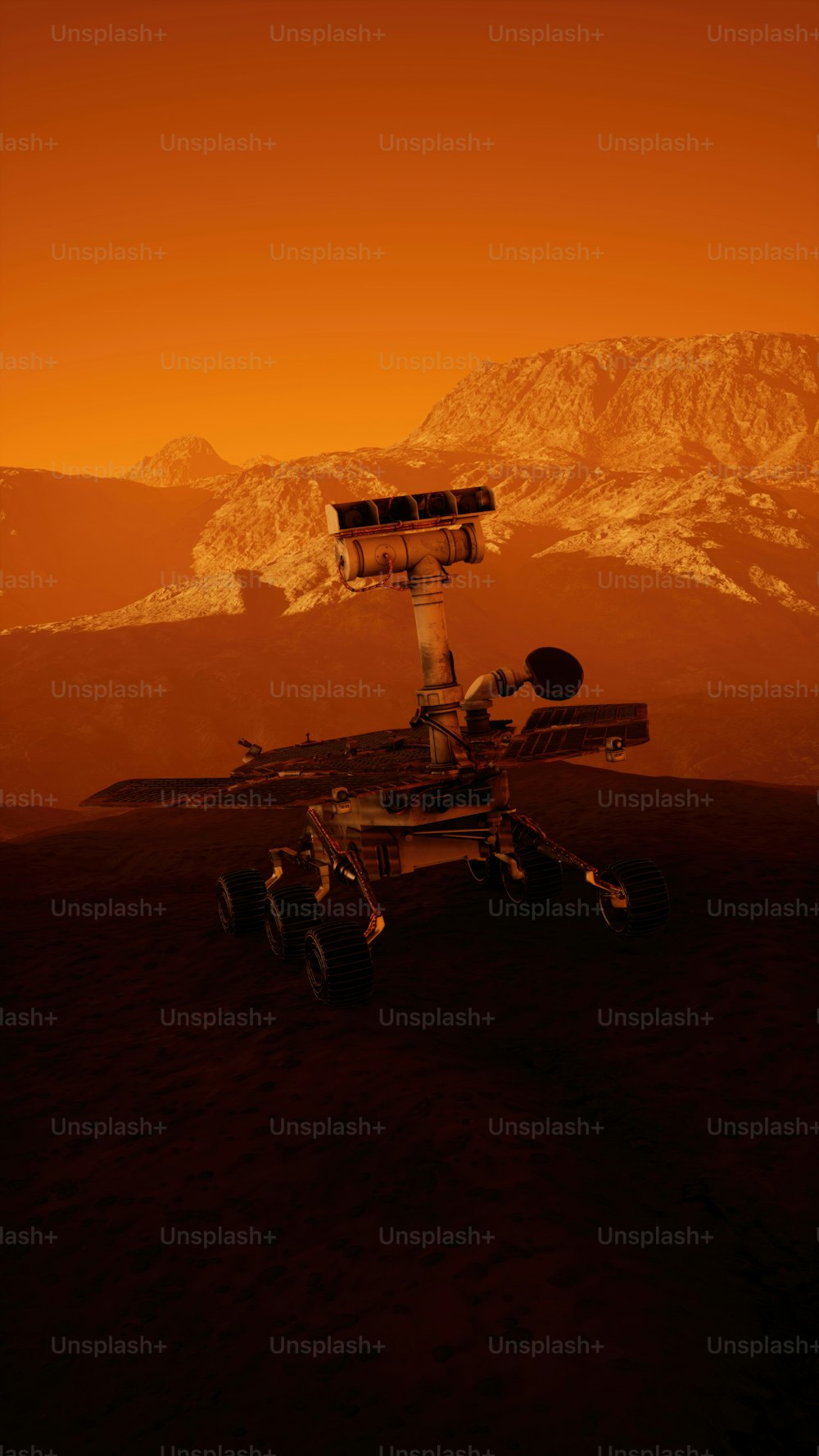 Uma imagem gerada por computador de uma estação espacial no deserto
