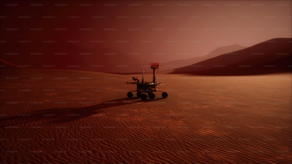 Un'immagine generata al computer di un veicolo nel deserto