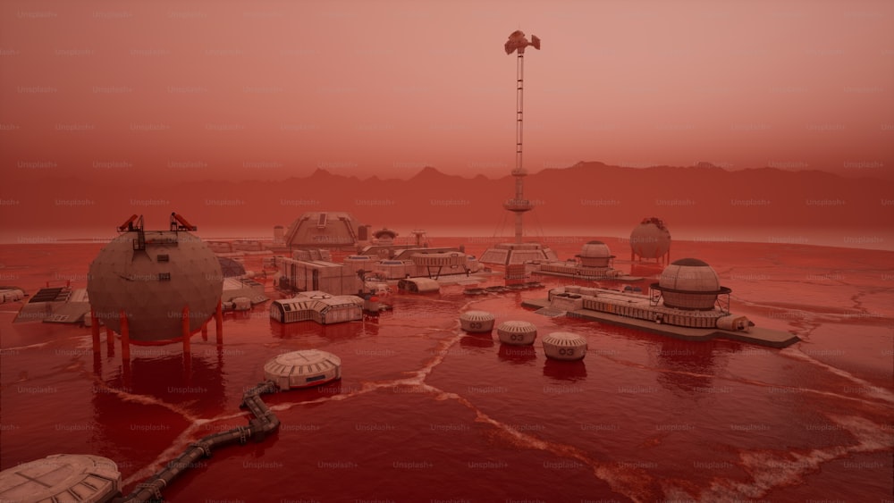 a computer generated image of a floating city