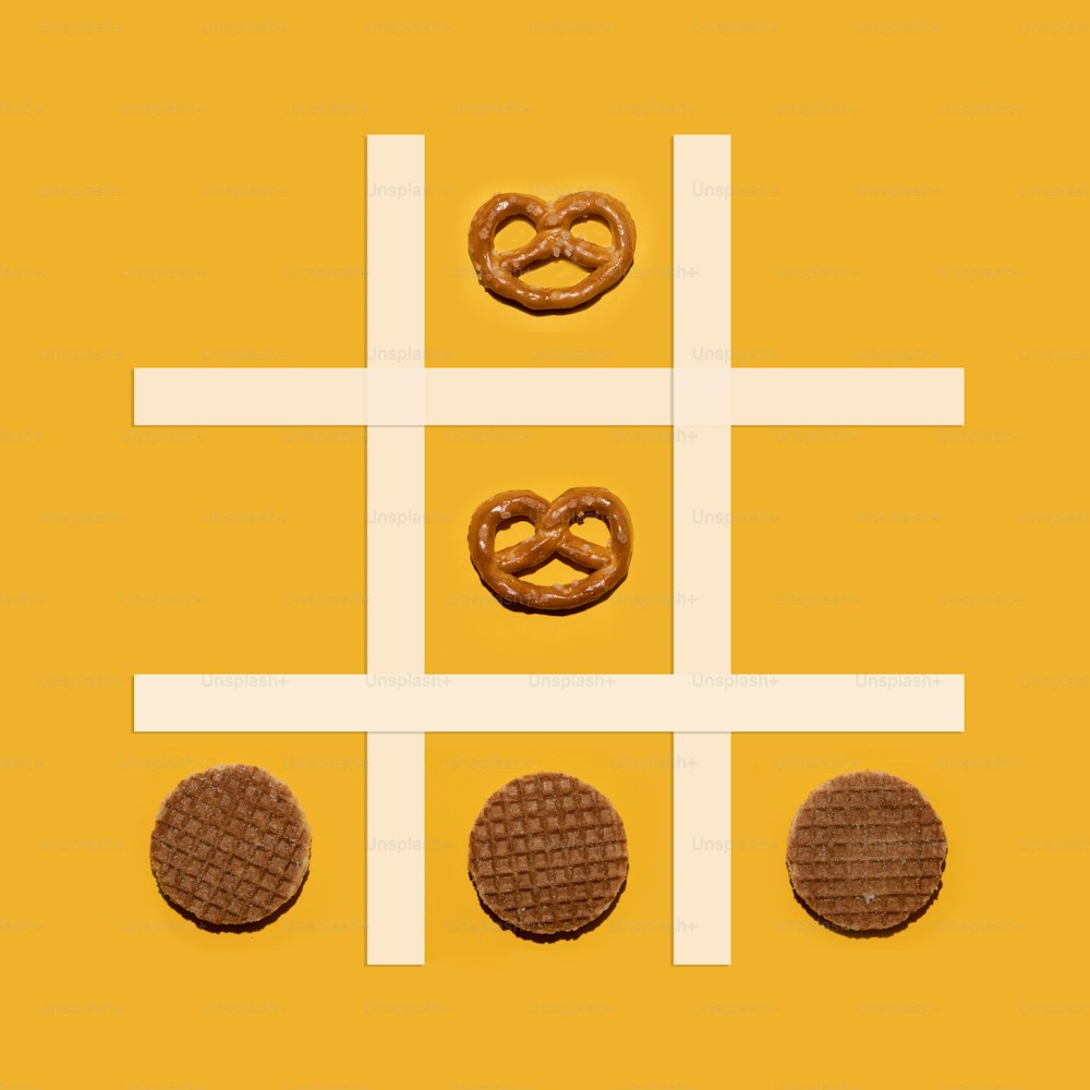 a tic - tac - toe game with pretzels and pretze