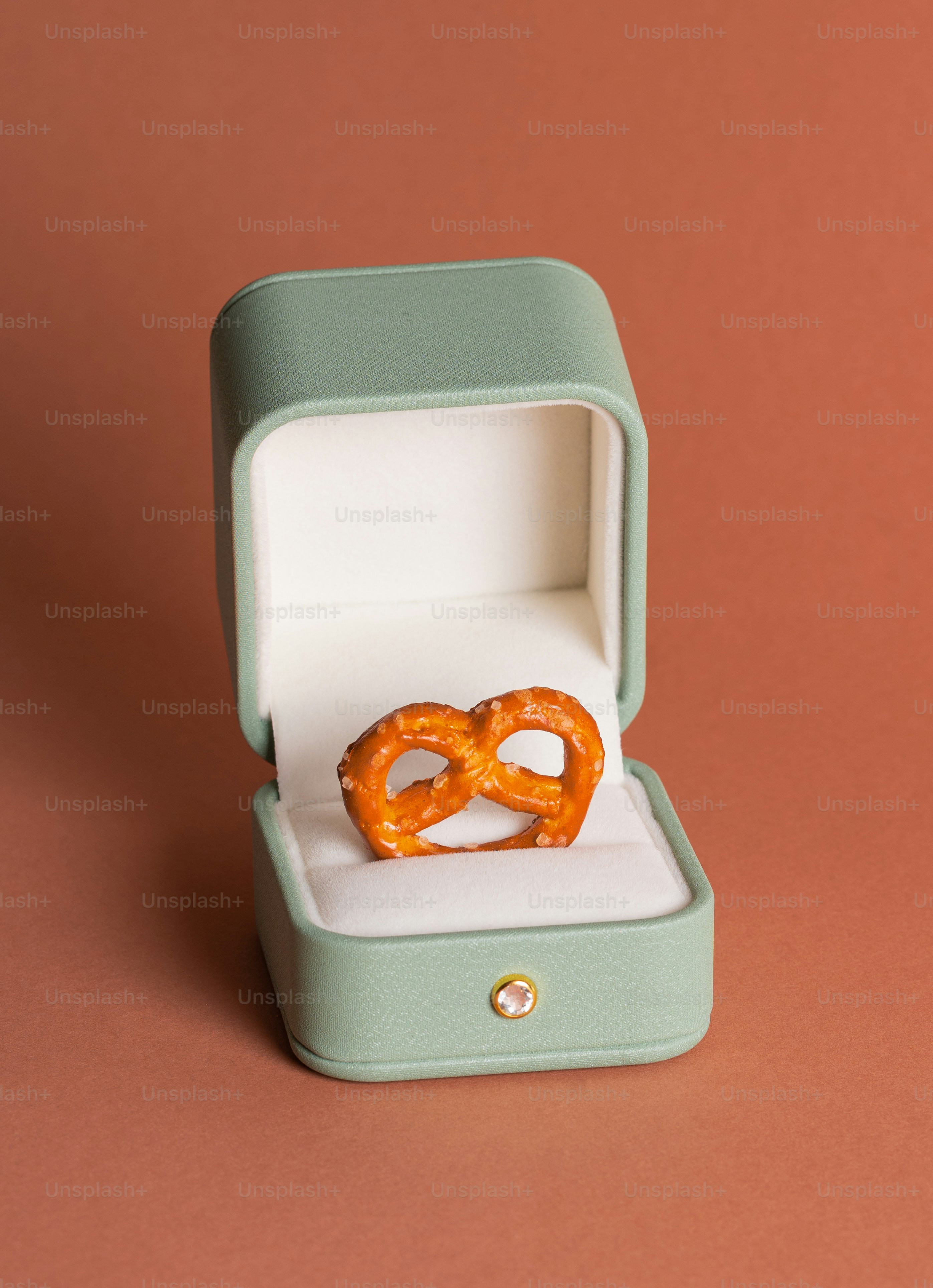 a small box with a pretzel inside of it