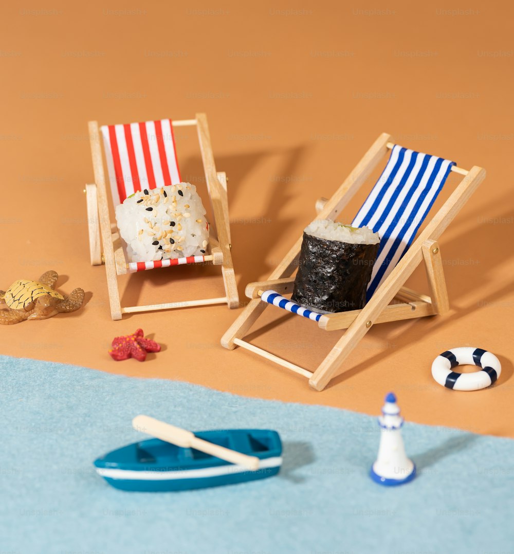 a toy beach chair and a toy beach chair