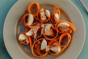 a white plate topped with lots of food