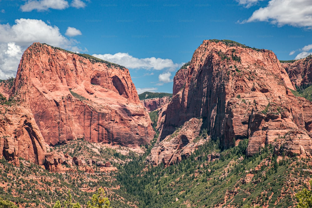 a scenic view of mountains and trees in the desert