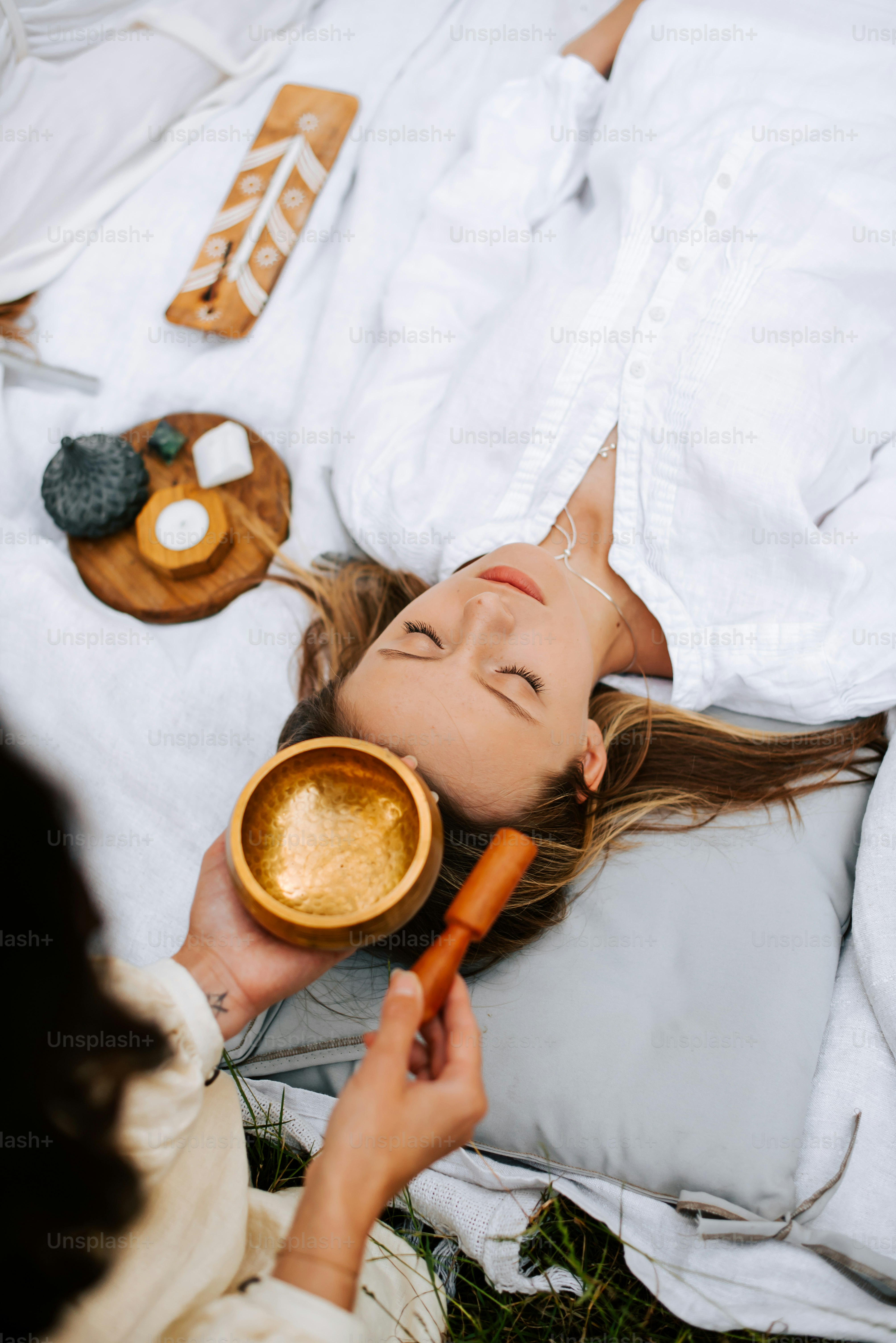 Woman practicing stress relief while managing stress acne and skin health
