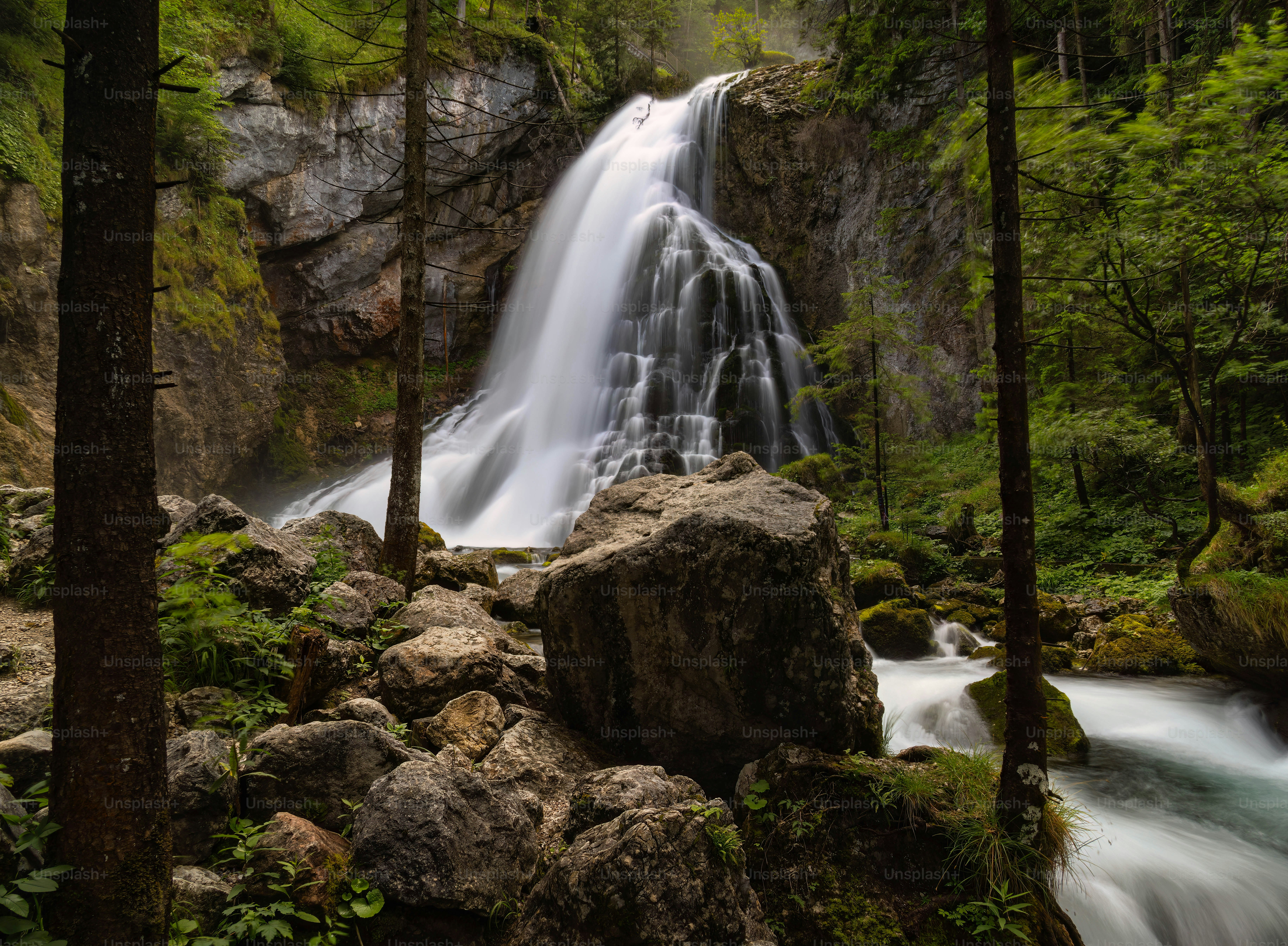 A Waterfall In The Middle Of A Forest Photo – Austria Image On Unsplash