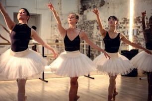 a group of ballerinas in a dance studio