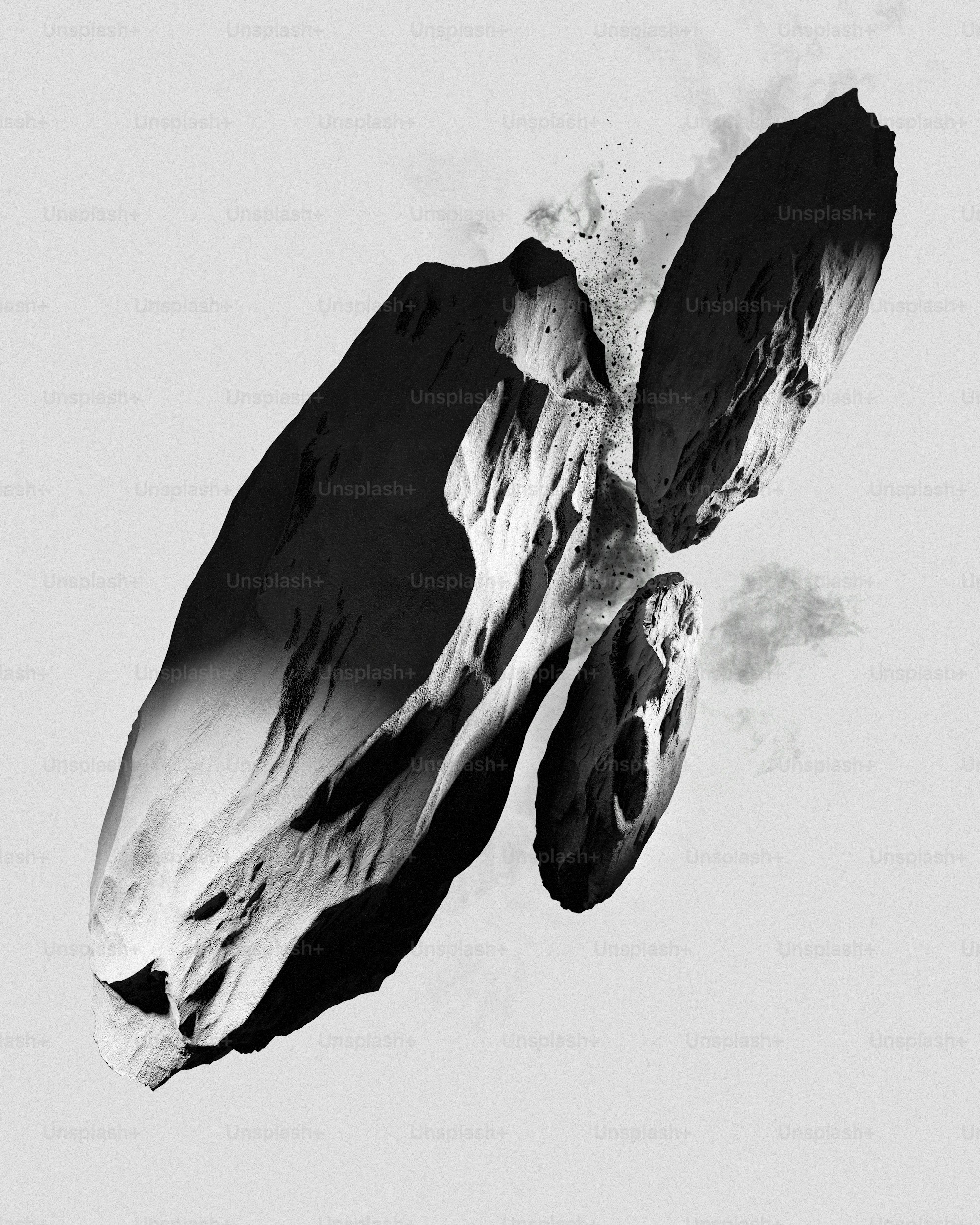 a black and white photo of a rock formation