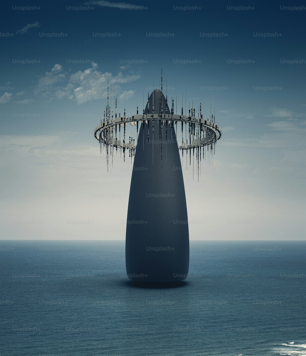 a very tall structure in the middle of the ocean