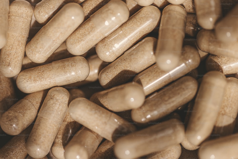 a close up of a bunch of pills