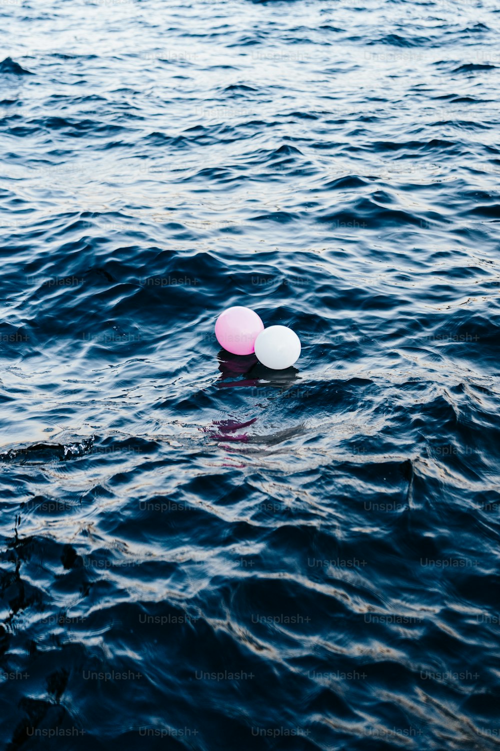 two frisbees floating on top of a body of water
