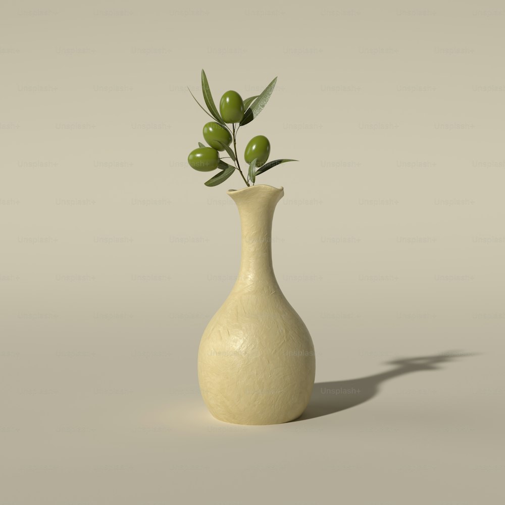 um vaso branco com uma planta