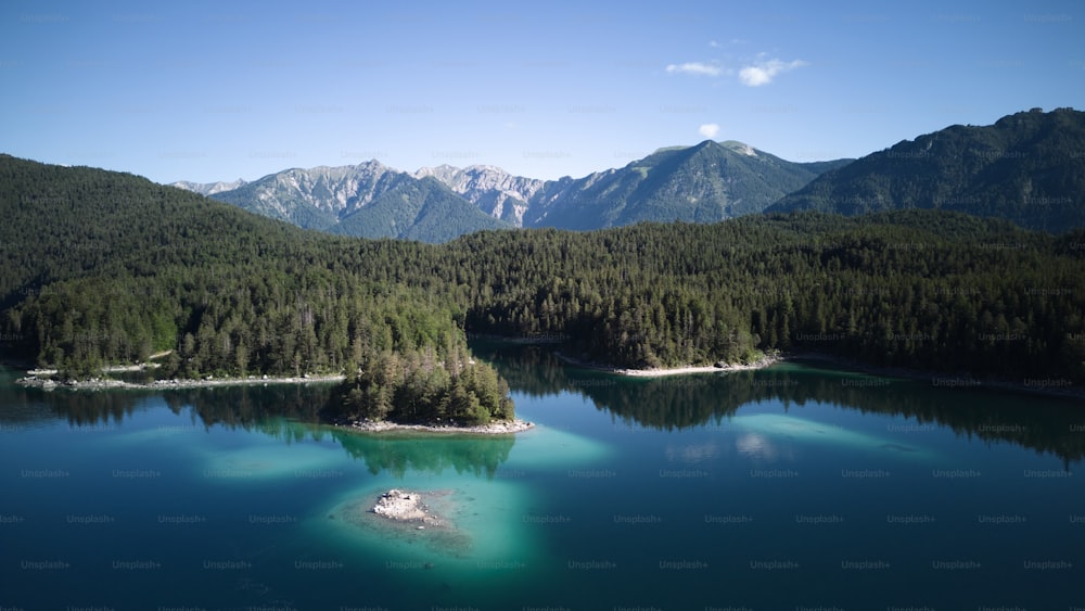 a large body of water surrounded by mountains