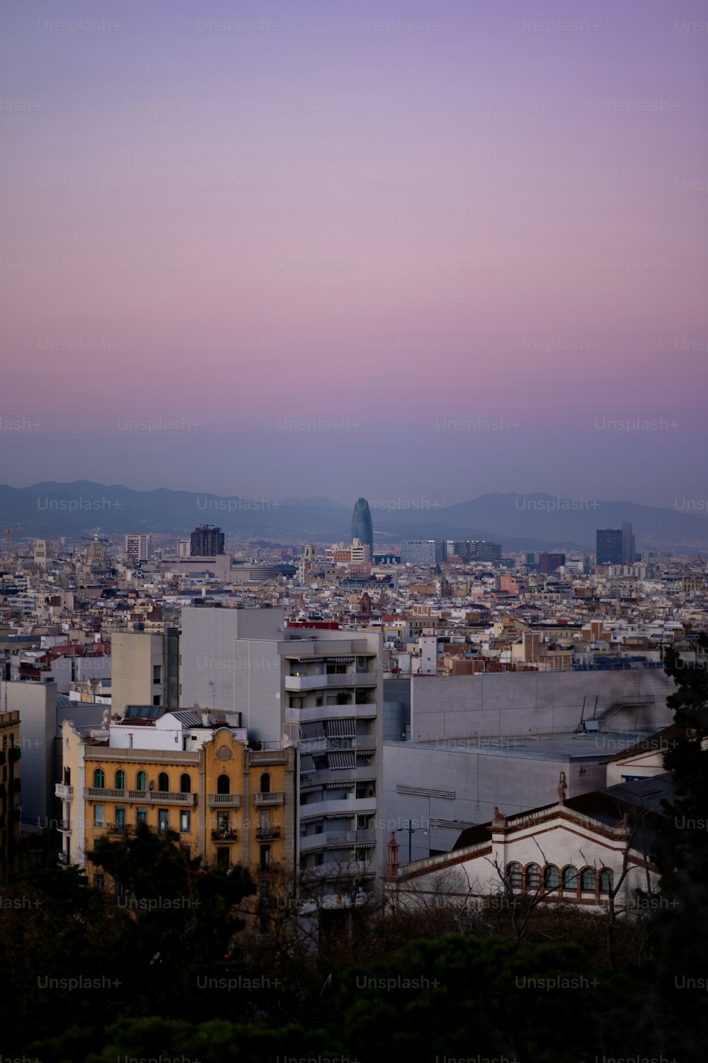 a view of a city from a hill