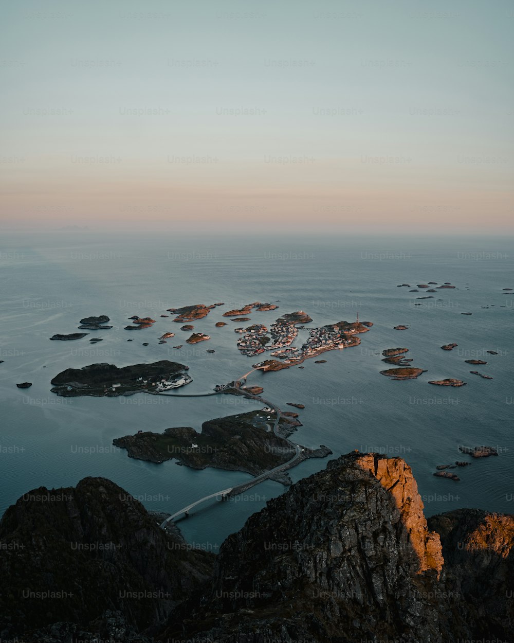 an aerial view of an island in the middle of the ocean