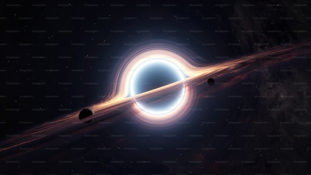 Rappresentazione artistica di un buco nero nello spazio