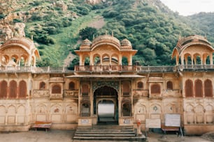 a large building with a staircase leading up to it