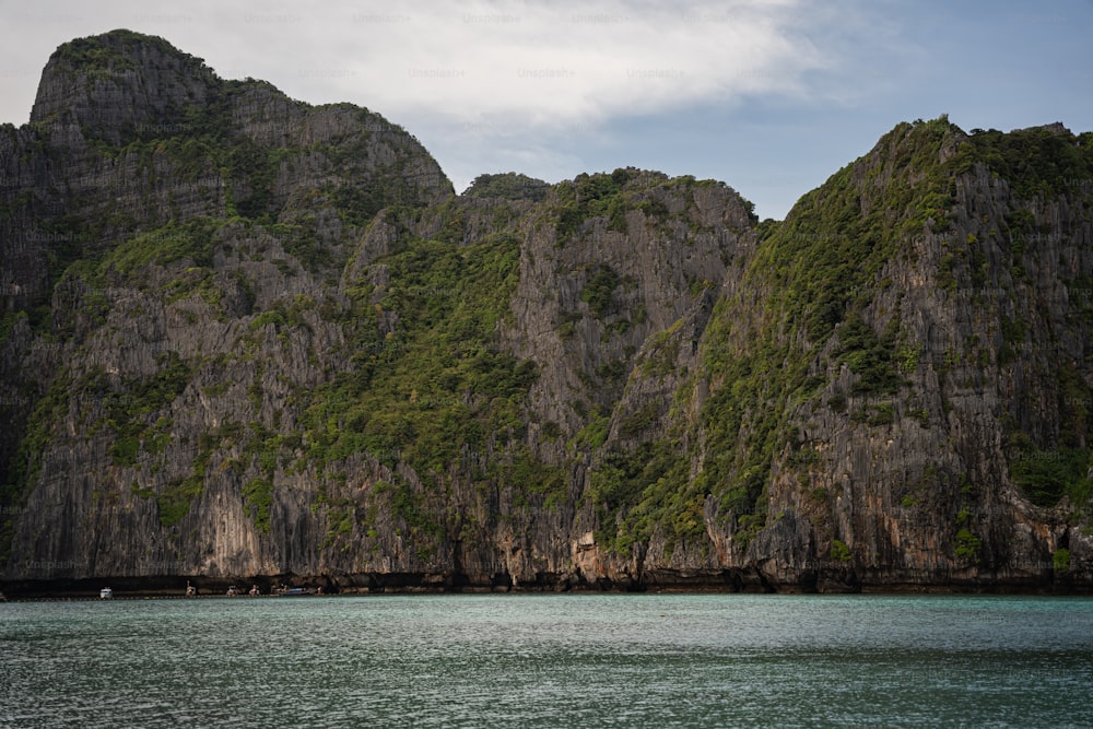 a large body of water surrounded by mountains