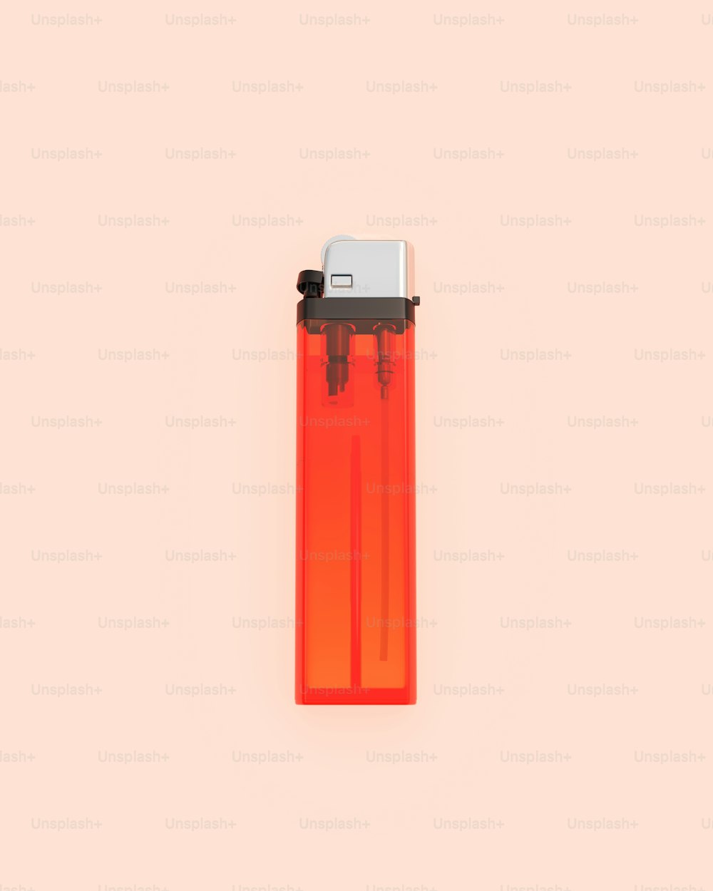 an orange lighter with a cell phone in it
