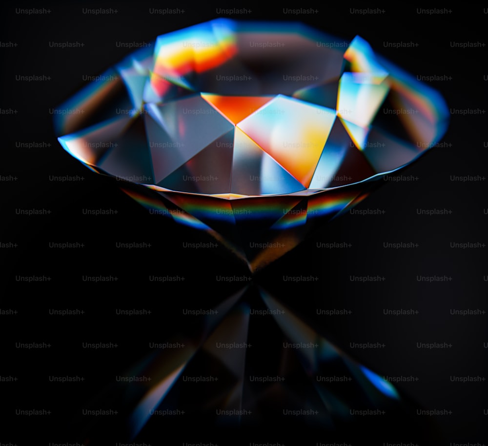 Un primer plano de un diamante sobre un fondo negro