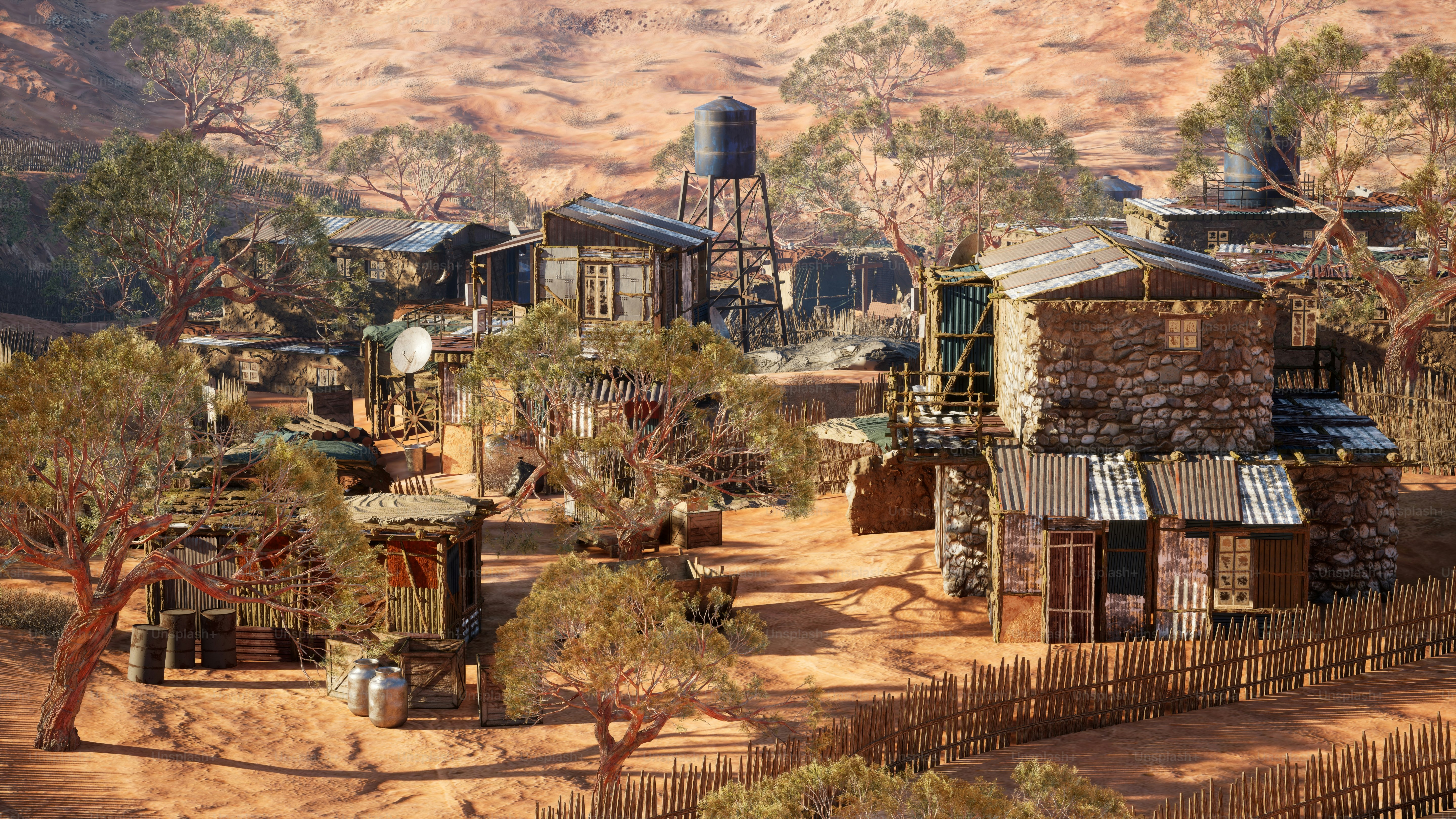 a small town with a lot of buildings and trees