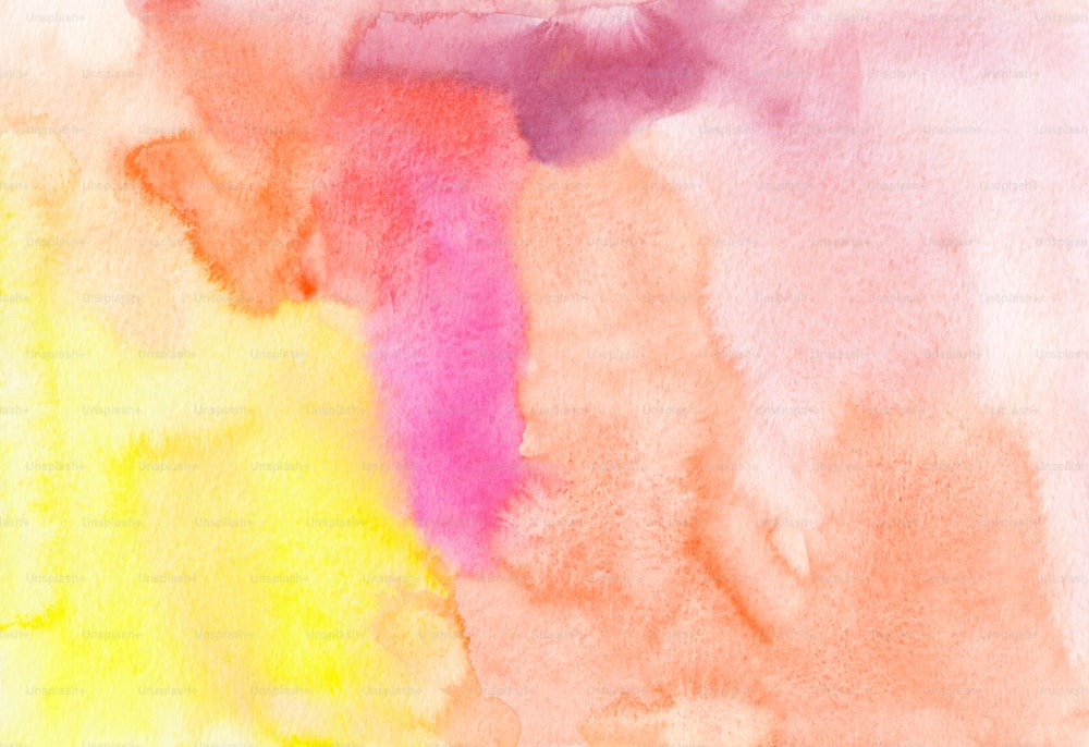 a watercolor painting of a yellow, pink, and blue background