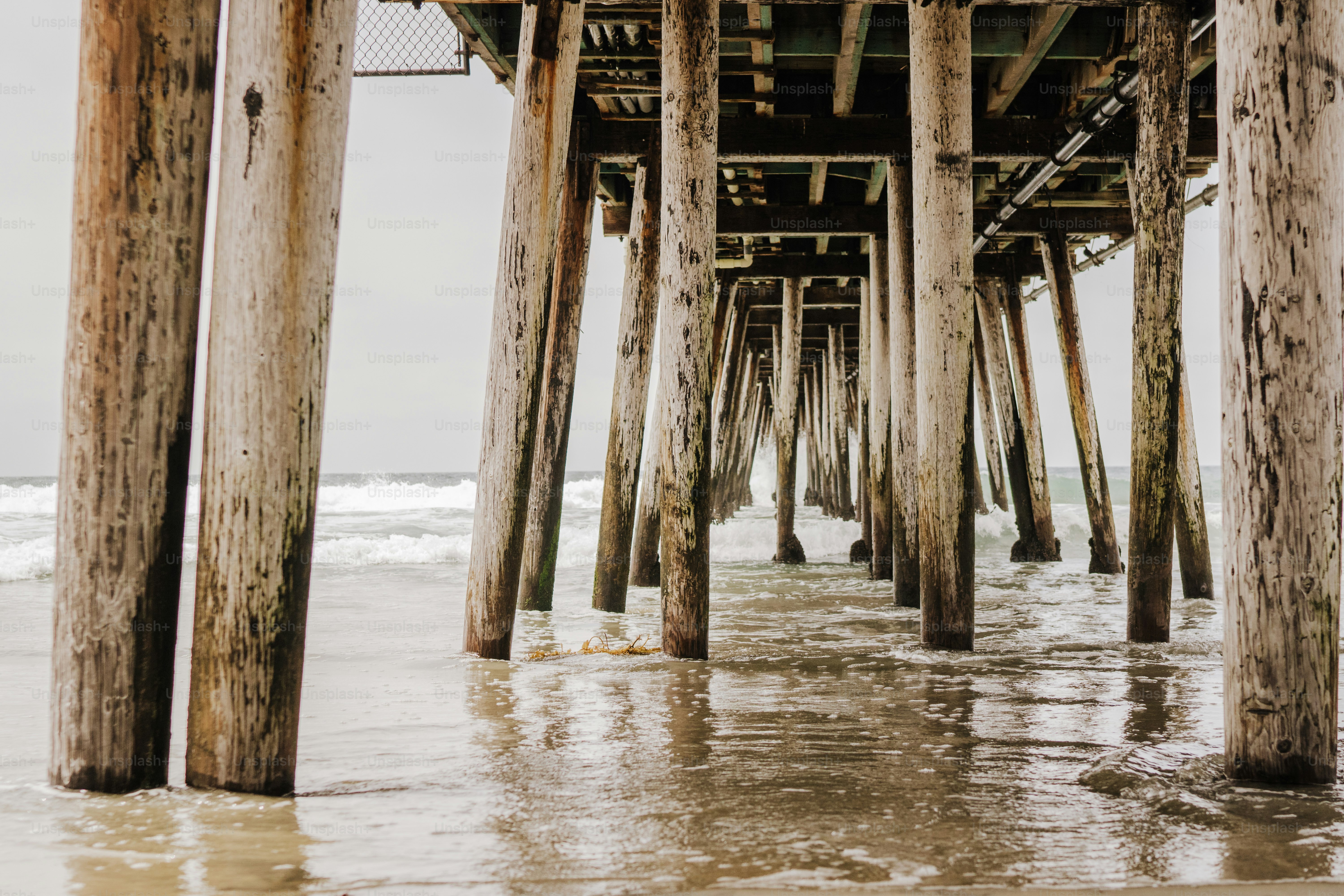a view of a pier from the water