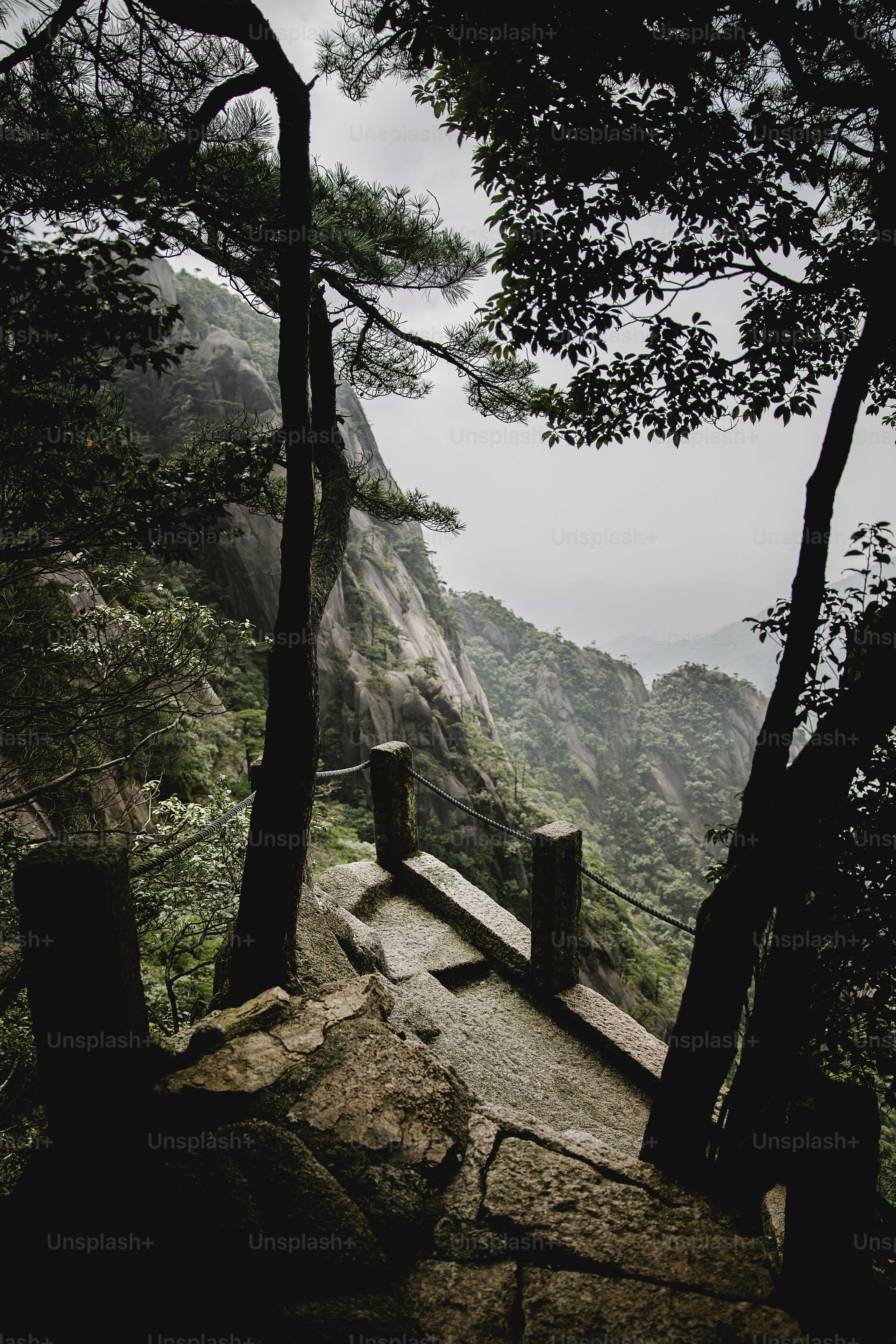 a view of the mountains from the top of a hill