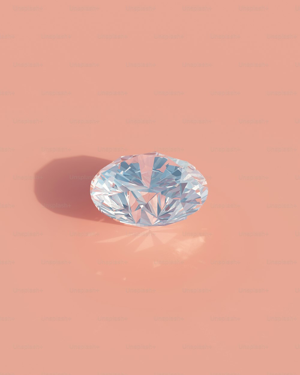 Un diamante azul claro sobre un fondo rosa