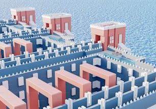 Ein computergeneriertes Bild einer Stadt am Meer