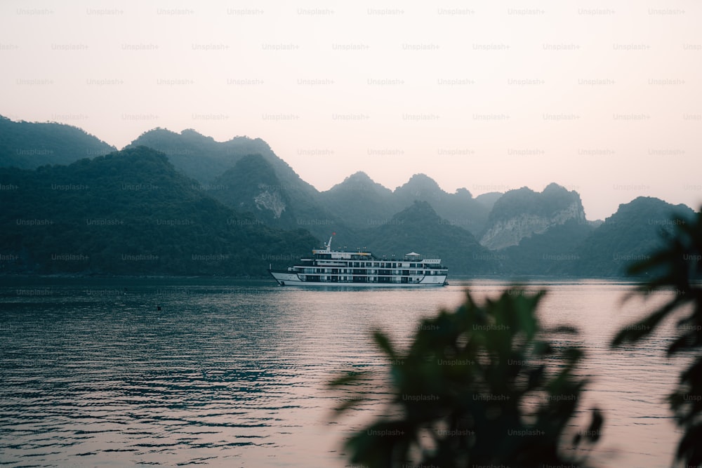 a large boat on a large body of water