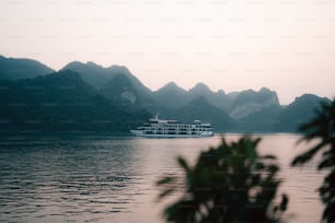 a large boat on a large body of water