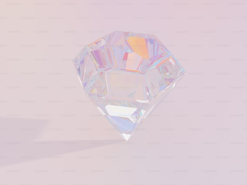 gros plan d’un diamant sur fond blanc