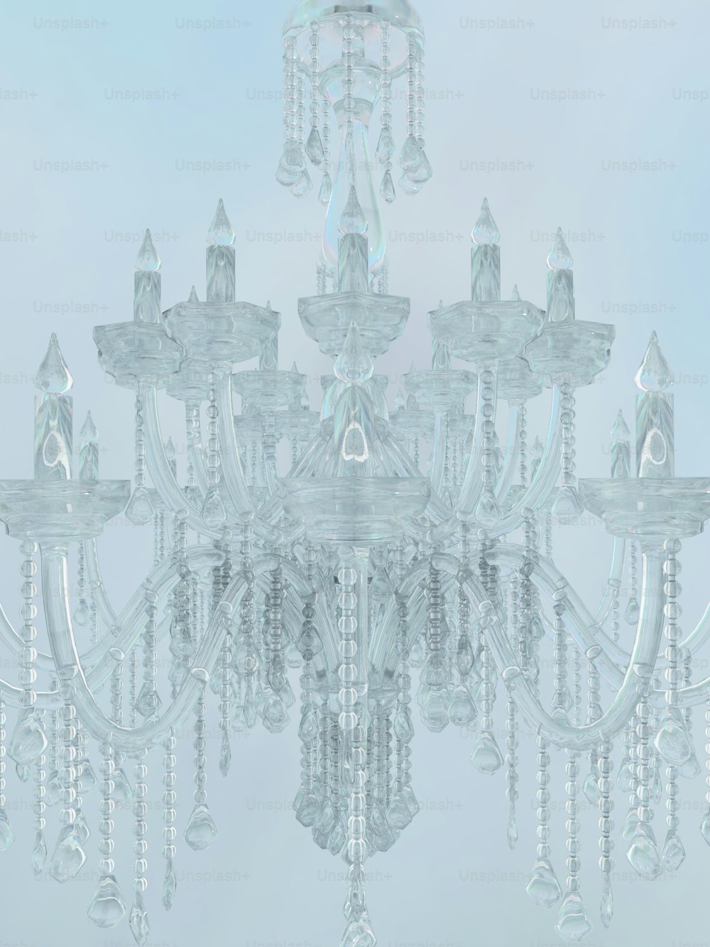 a crystal chandelier hanging from a ceiling