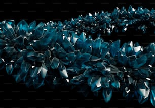 a bunch of blue flowers on a black background