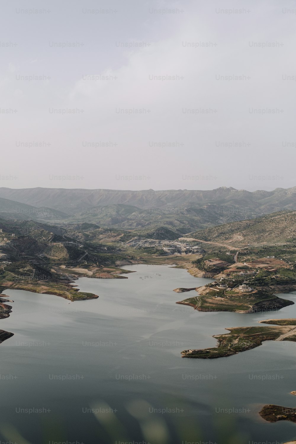 a large body of water surrounded by mountains