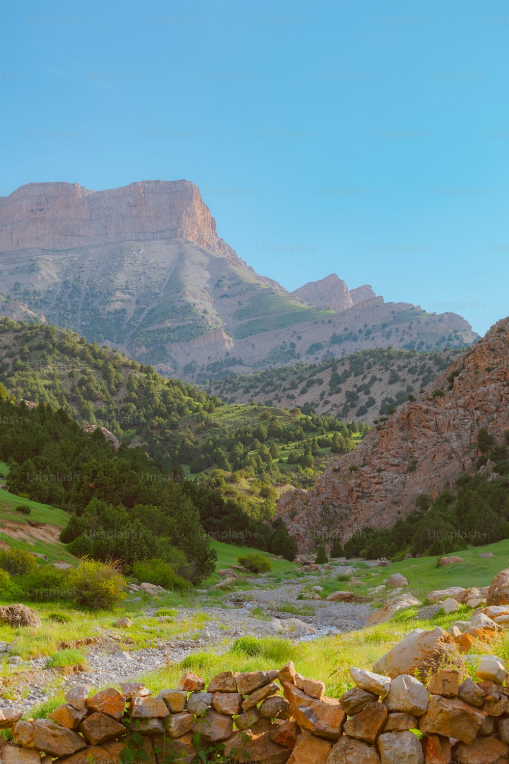 a view of a mountain range from a valley