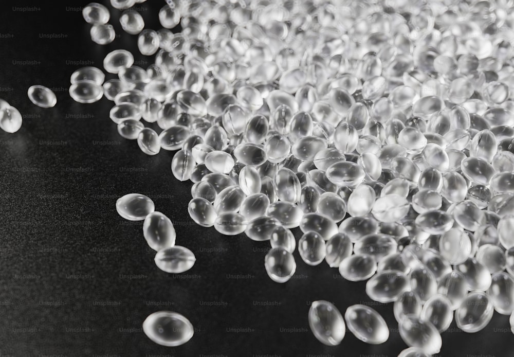 a bunch of bubbles that are on a table
