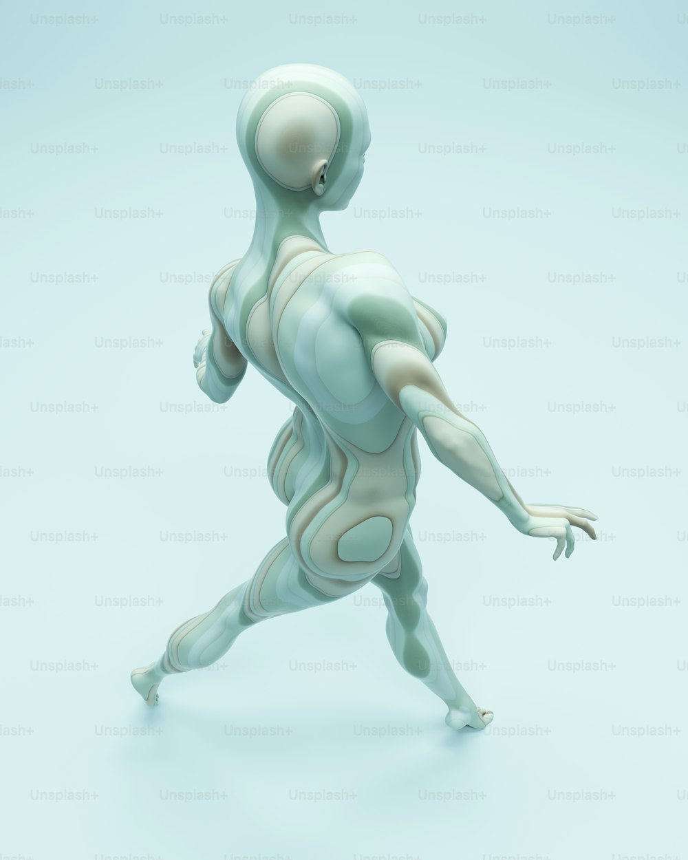 a 3d rendering of a woman running