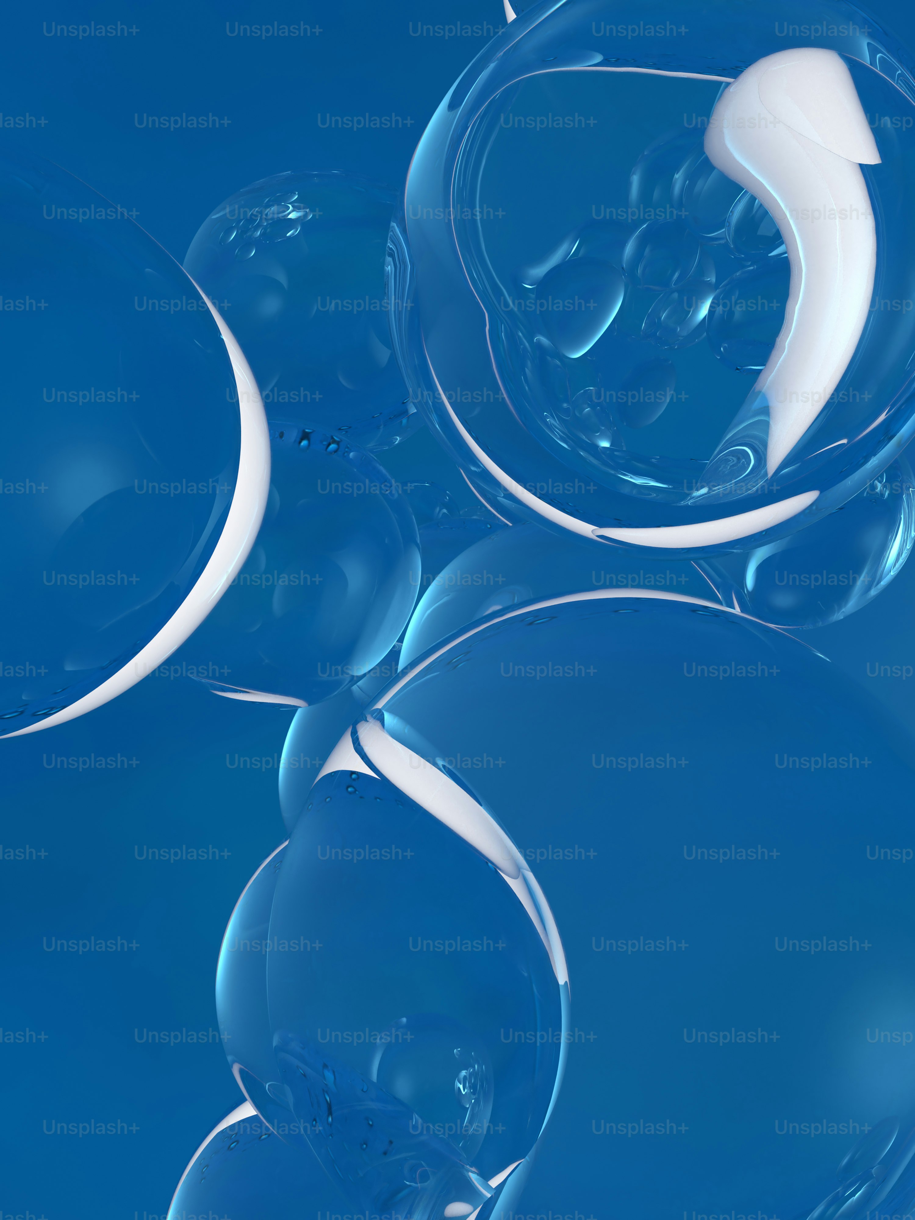 um monte de bolhas flutuando no ar