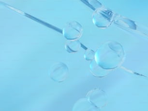 Un grupo de burbujas flotando sobre una superficie azul