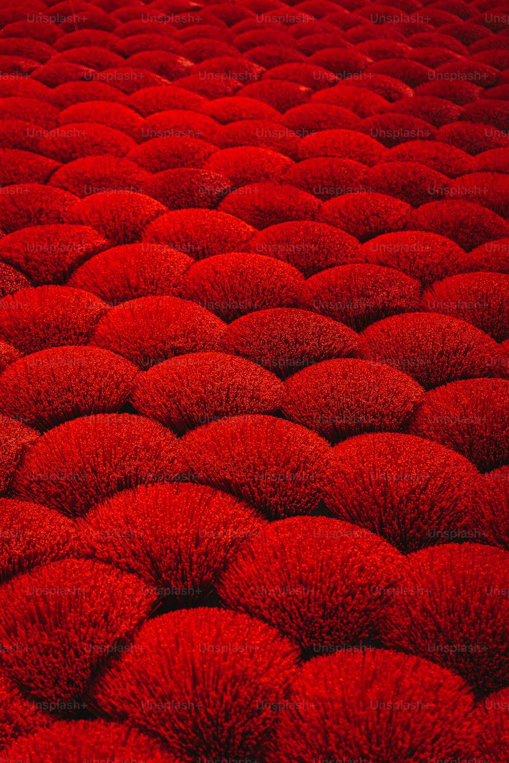 a close up of a red carpet with a pattern