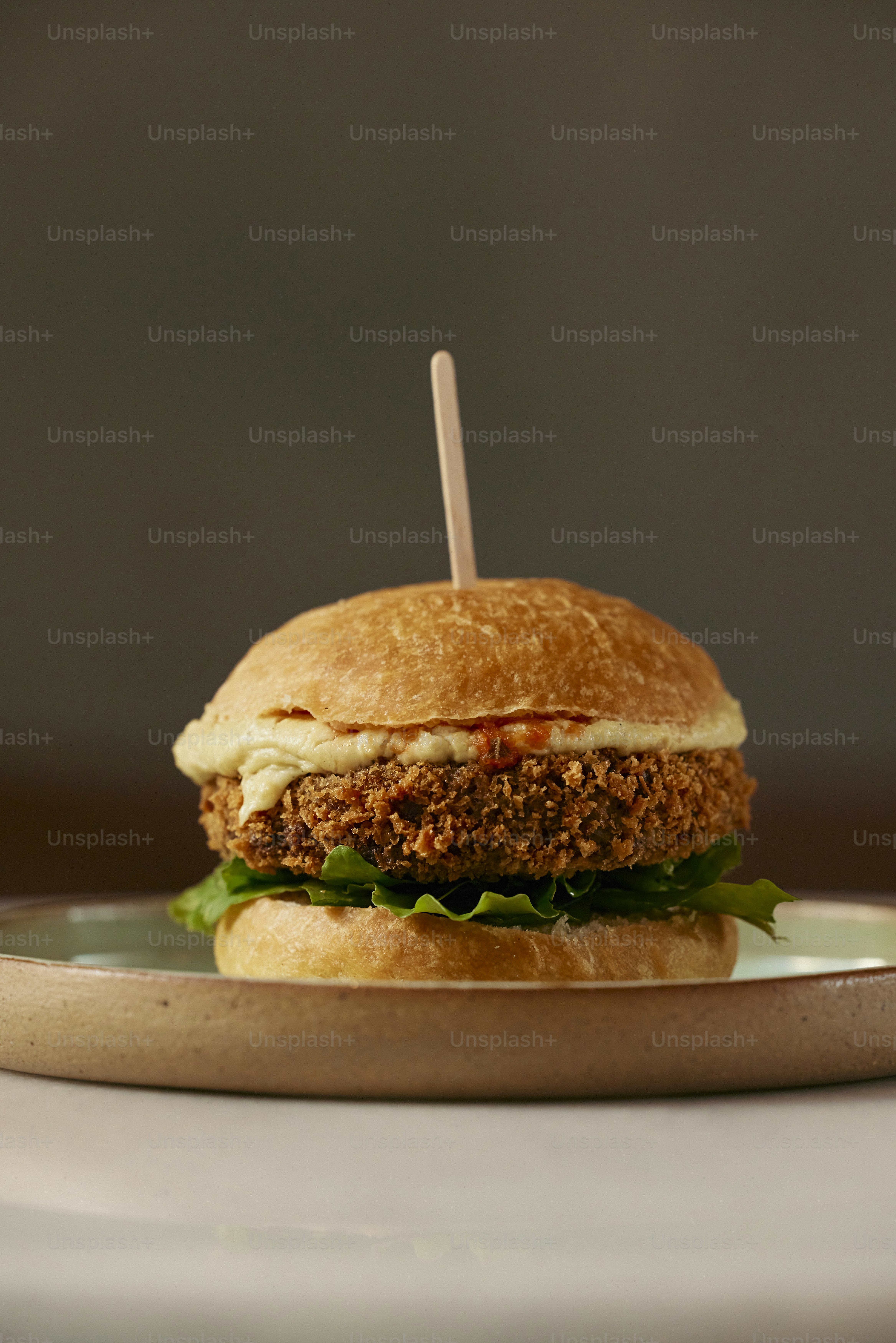 a close up of a sandwich on a plate