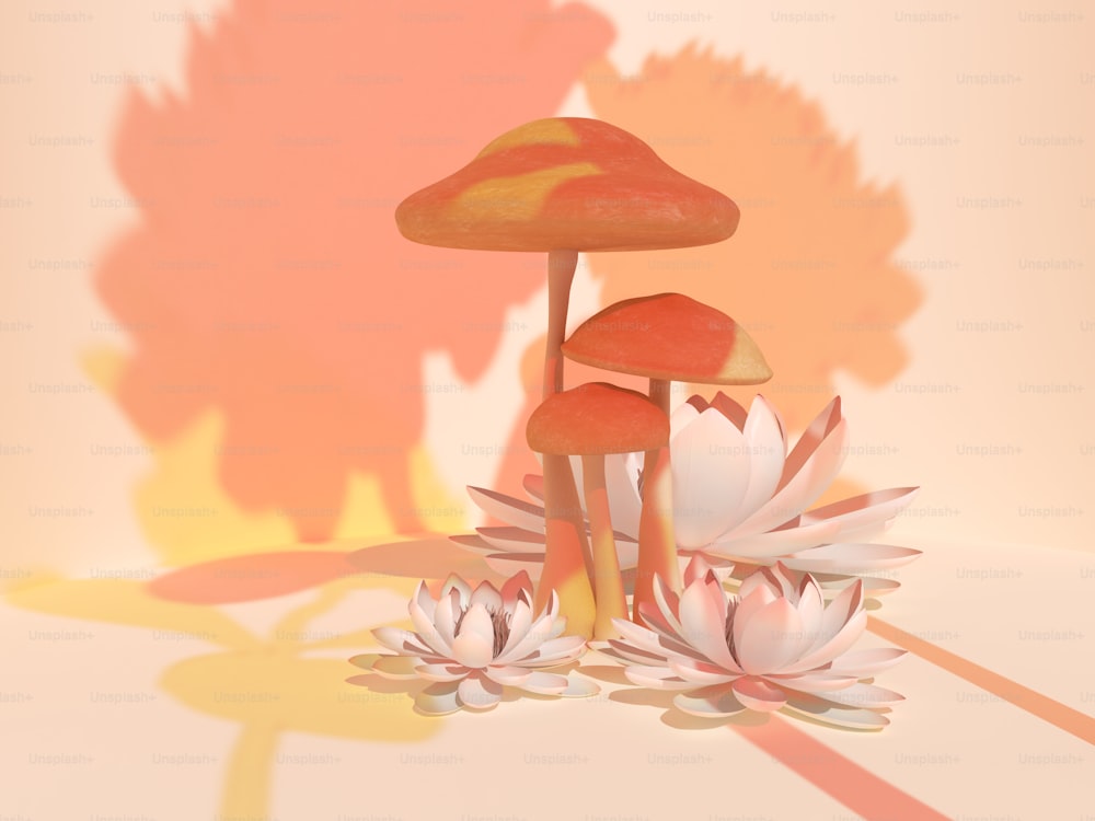 a group of mushrooms sitting on top of a table